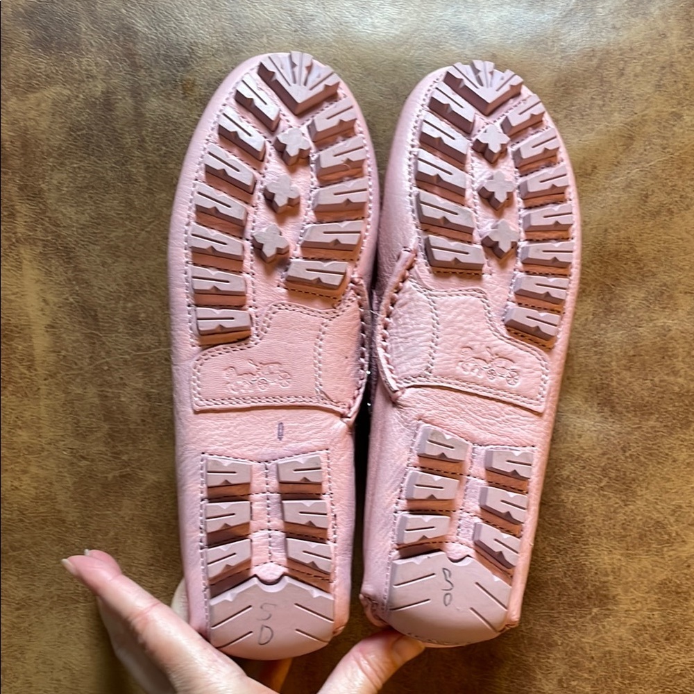 Coach Arlene Studded Leather Driving Moccasin Loafers Sz 5 B Pink - Picture 5 of 7